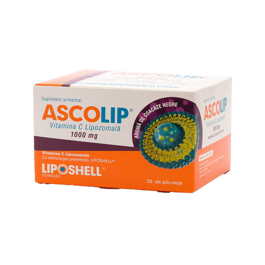 ASCOLIP Liposomal Vitamin C 1000 mg – Blackcurrant Flavor 30 Satches Liposhell